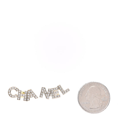 Chanel Crystal Pearl Signature Stud Earrings Gold 2 of 4