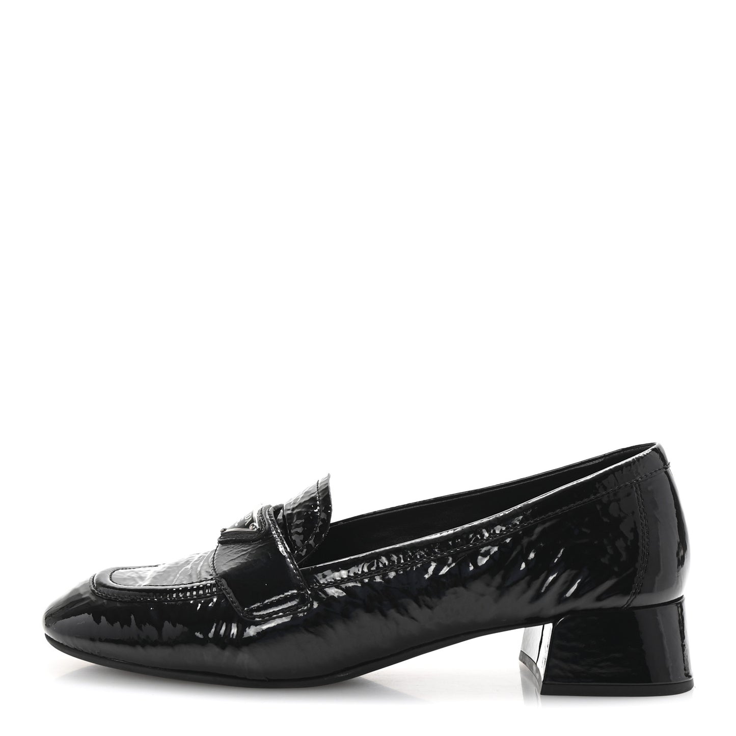 Naplak Metal Triangle Logo 30mm Loafer Pumps 38 Black