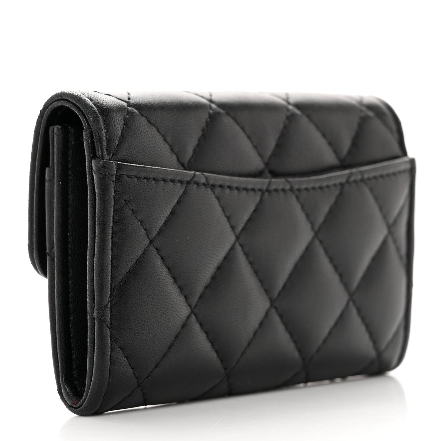 Chanel Lambskin Quilted Flap Card Holder Wallet Black 3 of 11
