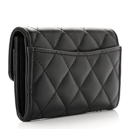 Chanel Lambskin Quilted Flap Card Holder Wallet Black 3 of 11
