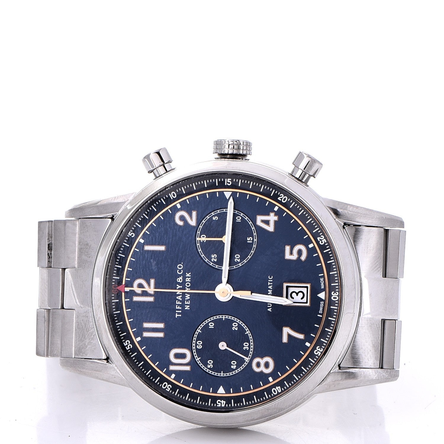 Tiffany Stainless Steel 42mm CT60 Chronograph Automatic Watch Blue 3 of 13