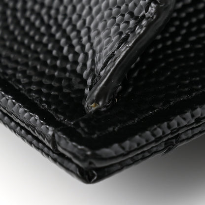 Saint Laurent Grain De Poudre Matelasse Chevron Monogram Monochrome Envelope Chain Wallet Black 13 of 14
