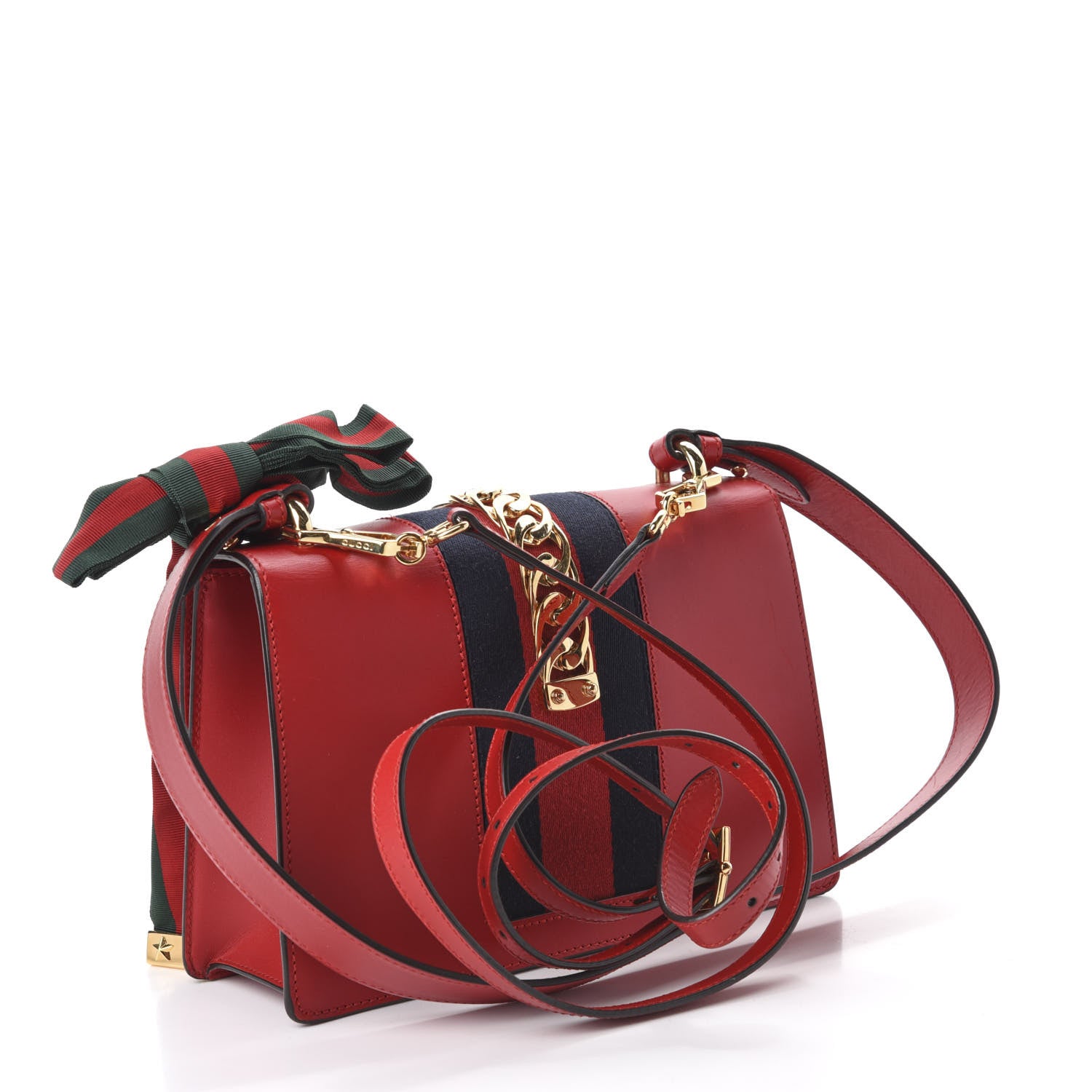 Gucci Calfskin Small Sylvie Shoulder Bag Hibiscus Red 3 of 10