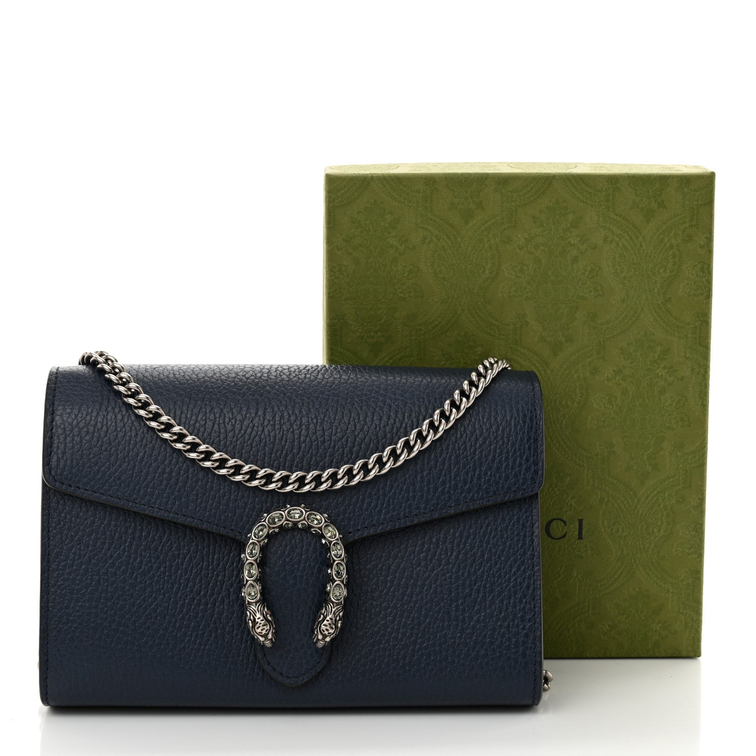 Gucci Dollar Calfskin Crystal Mini Dionysus Chain Wallet Blue Agata Black Diamond 11 of 11