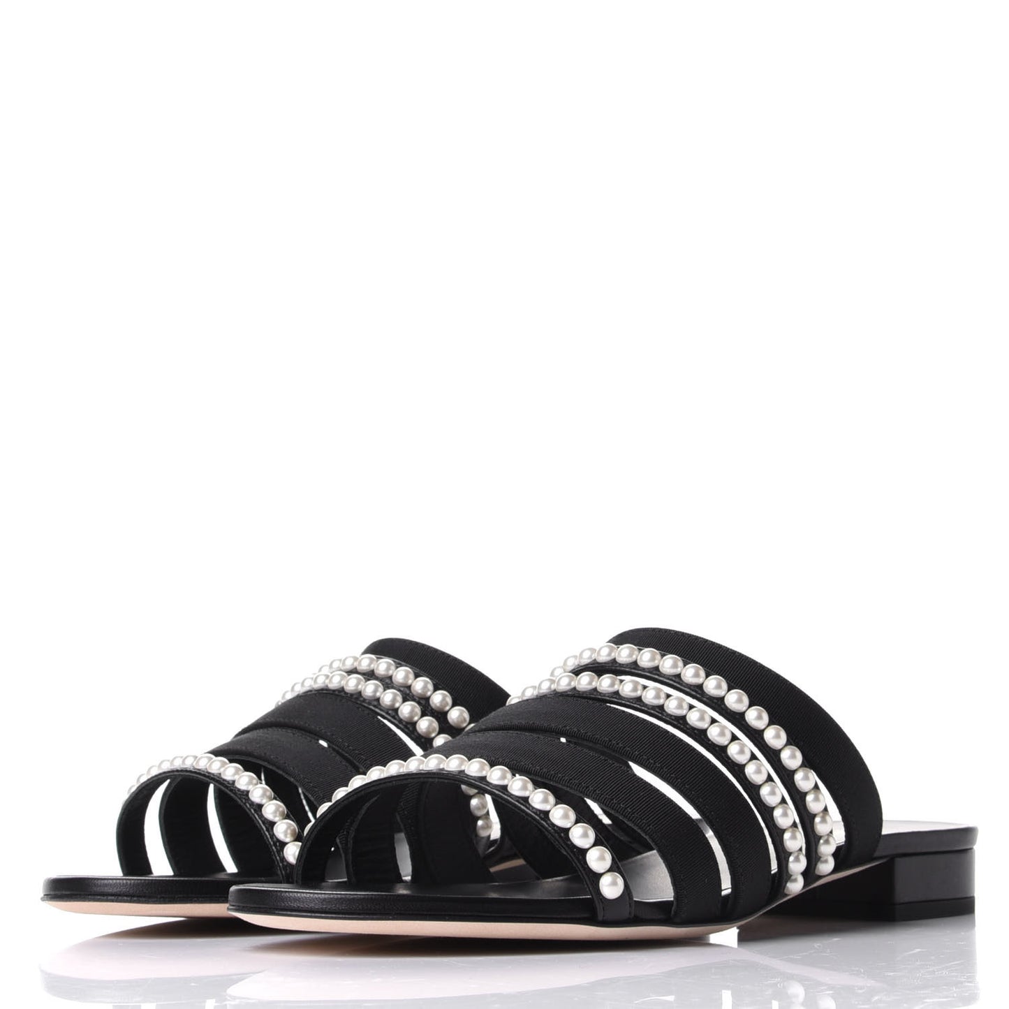 Grosgrain Pearl Mules 37.5 Black