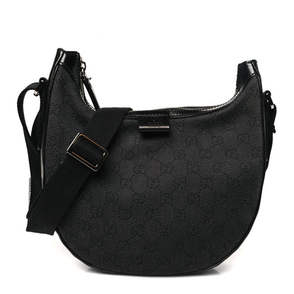 Gucci Denim Monogram Shoulder Bag Black 1 of 11