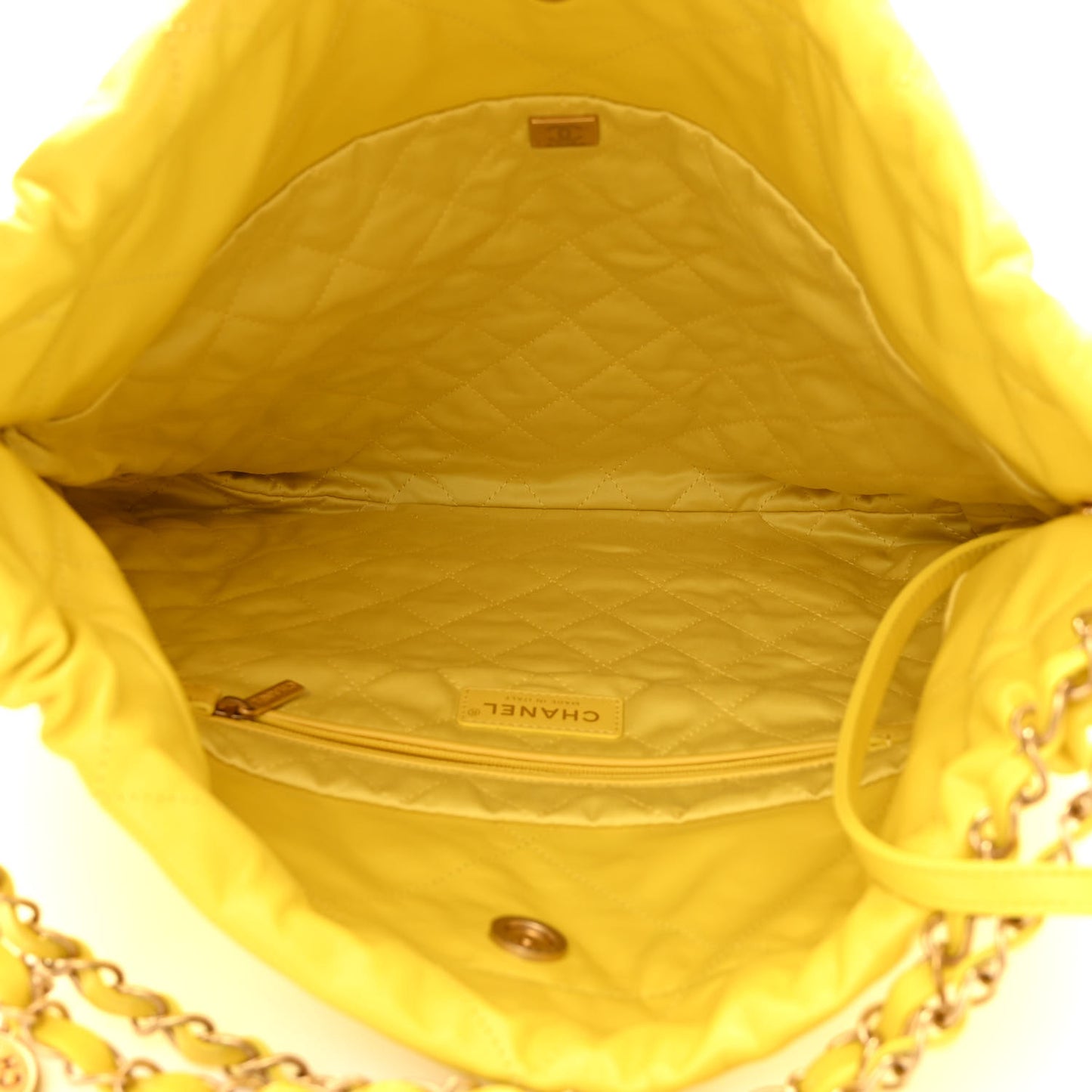 Metallic Calfskin Quilted Chanel 22 Yellow