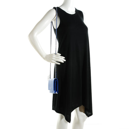 Chanel Caviar Chevron Quilted Wallet On Chain WOC Blue 2 of 8