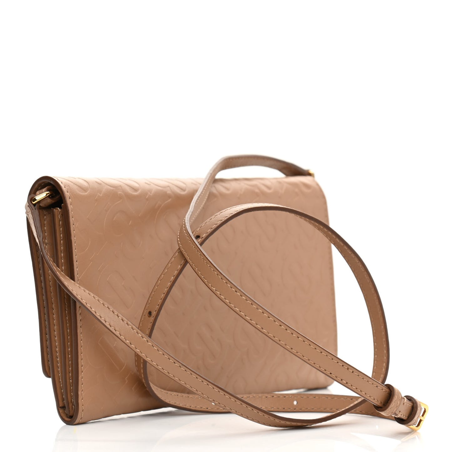 Calfskin Embossed Monogram Crossbody Light Camel