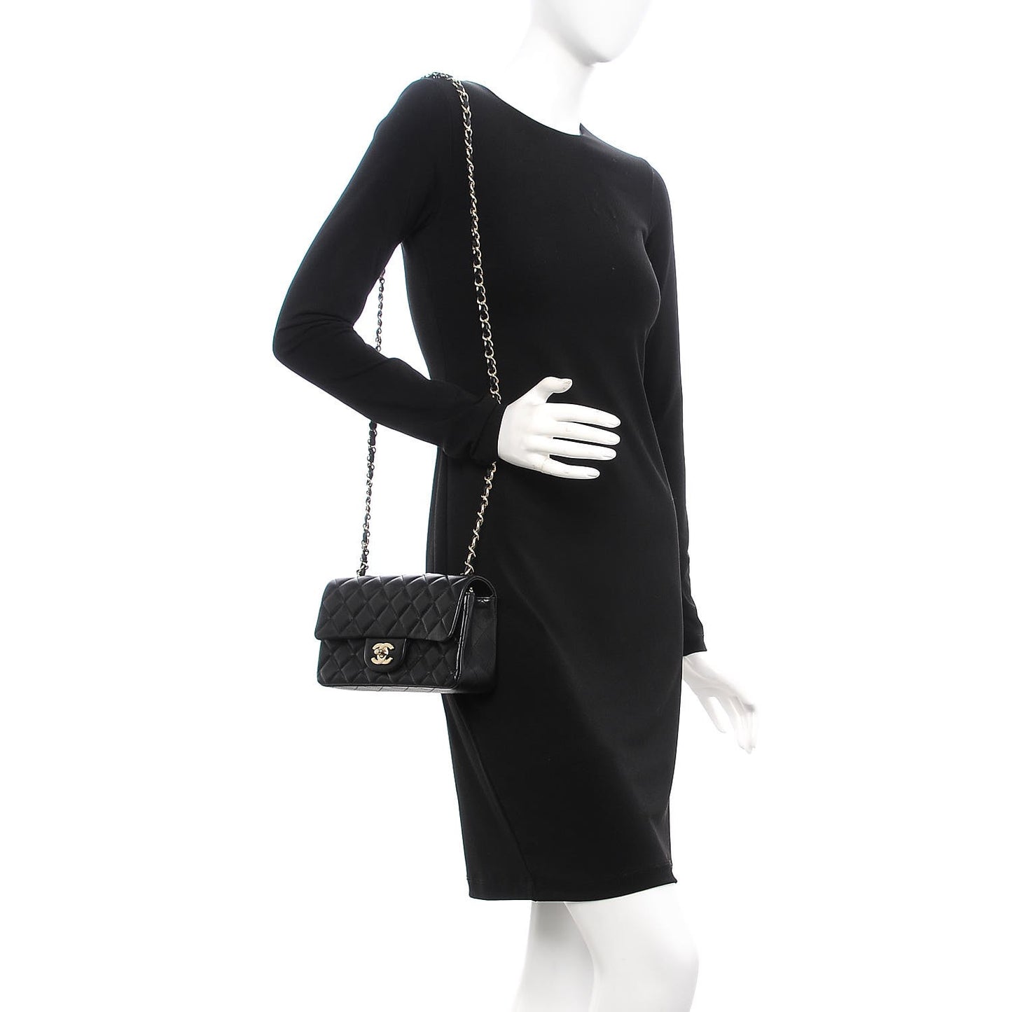 Lambskin Quilted Mini Rectangular Flap Black