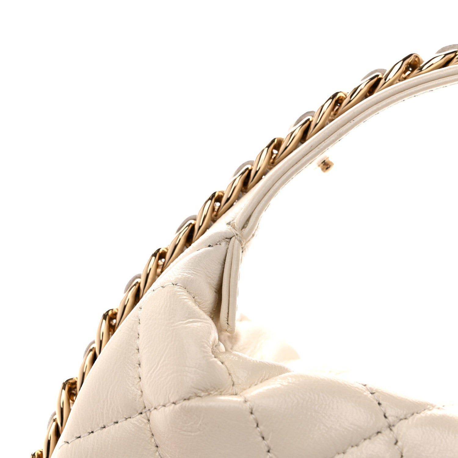 Chanel Lambskin Quilted Chain Around Pouch Hobo White 1880091