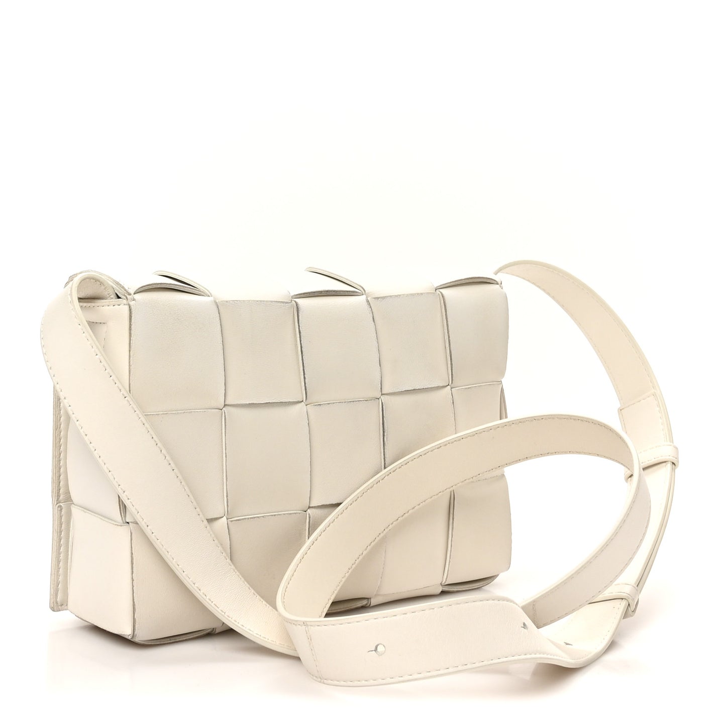 Lambskin Maxi Intrecciato Cassette Crossbody Bag White