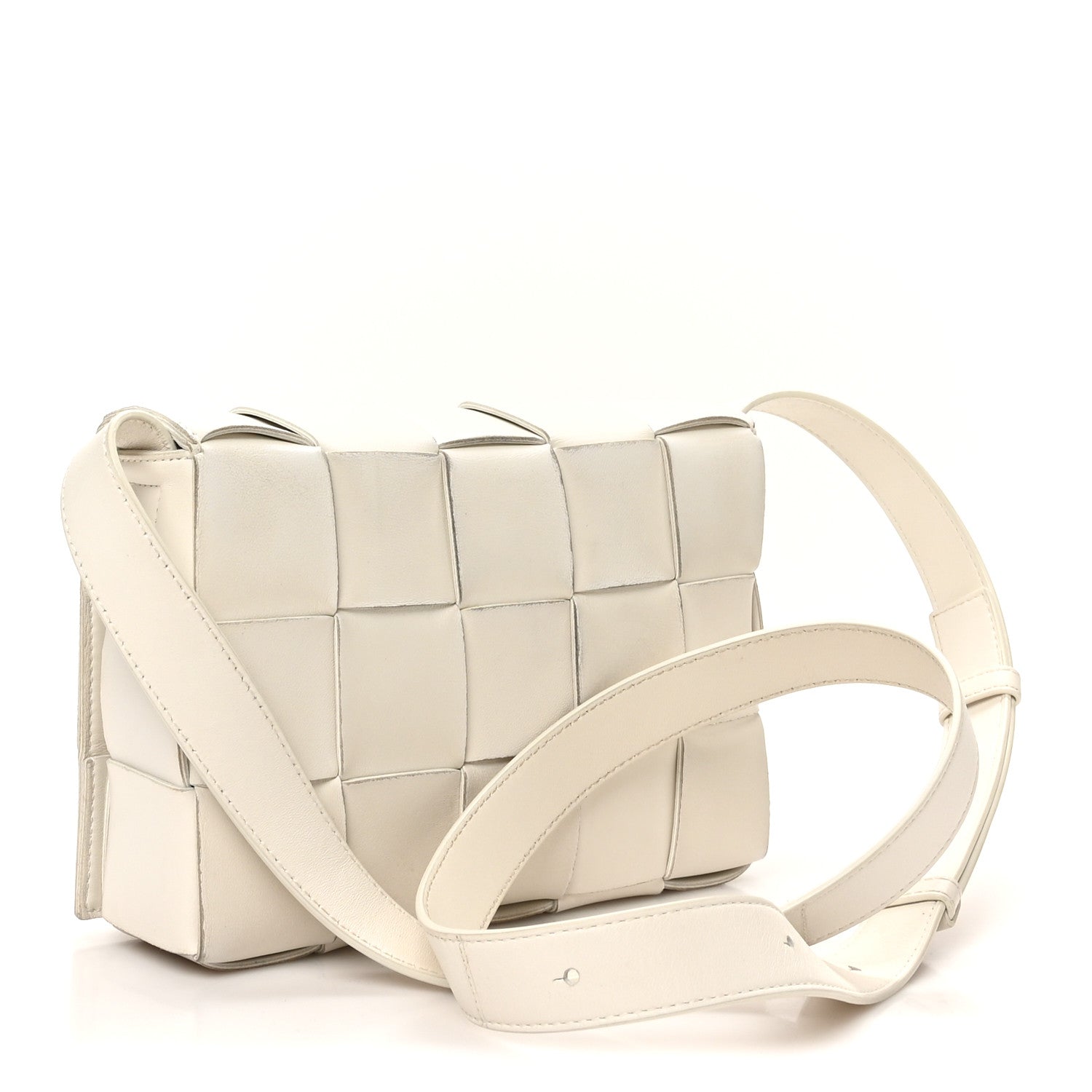 Bottega Veneta Lambskin Maxi Intrecciato Cassette Crossbody Bag White 3 of 9