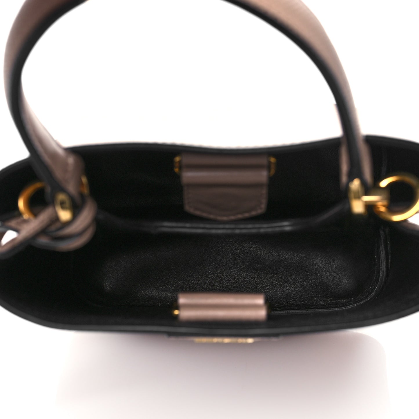 Saffiano Cuir Calfskin Small Panier Bucket Bag Cipria Black