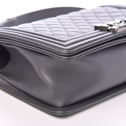 Chanel Metallic Calfskin Quilted Medium Boy Flap Dark Silver 8 of 14