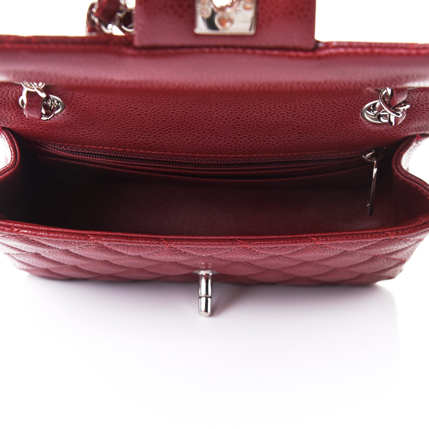 Chanel Caviar Quilted Mini Rectangular Flap Dark Red 5 of 11