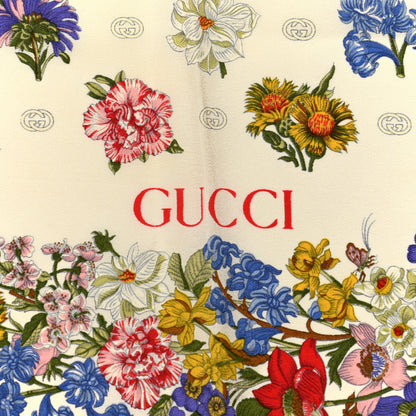 Gucci Monogram Silk Floral Scarf Red Multicolor 2 of 4