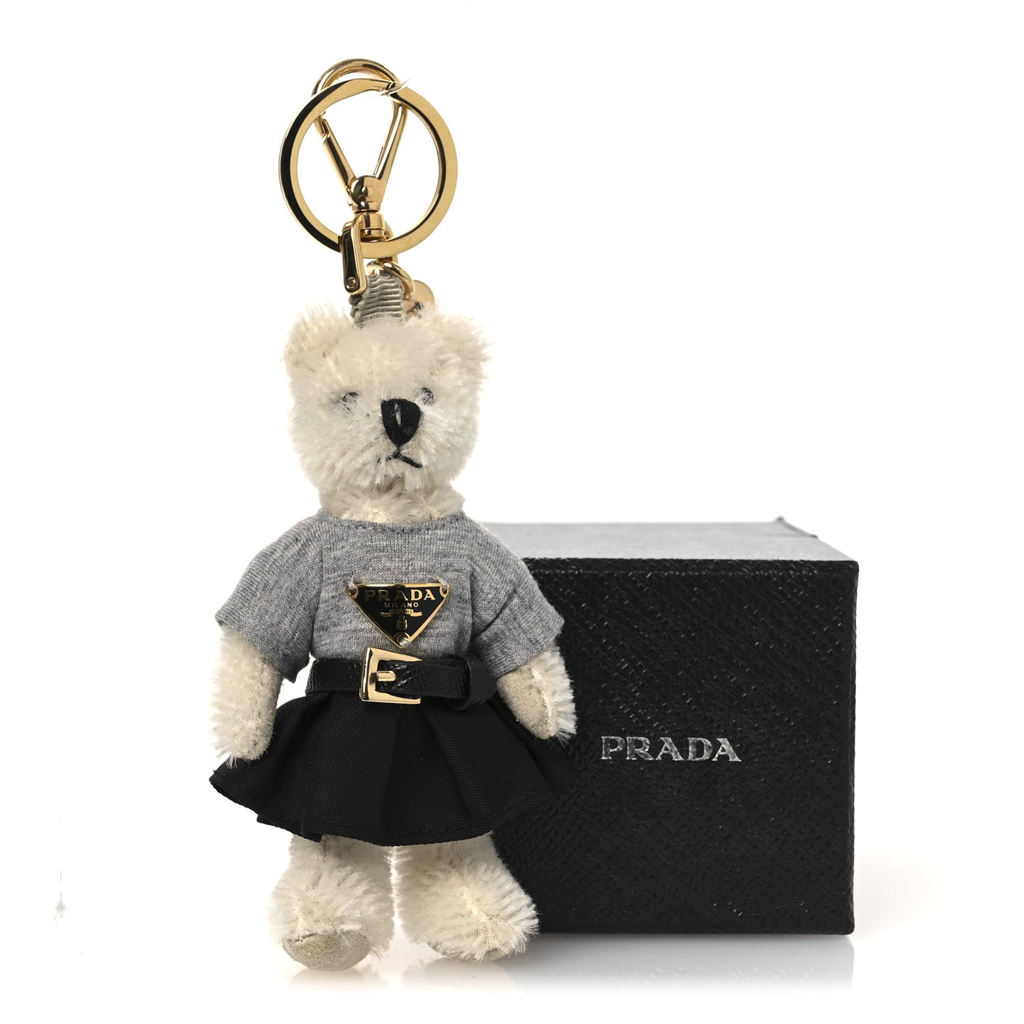 Mohair Teddy Bear Keychain Charm White