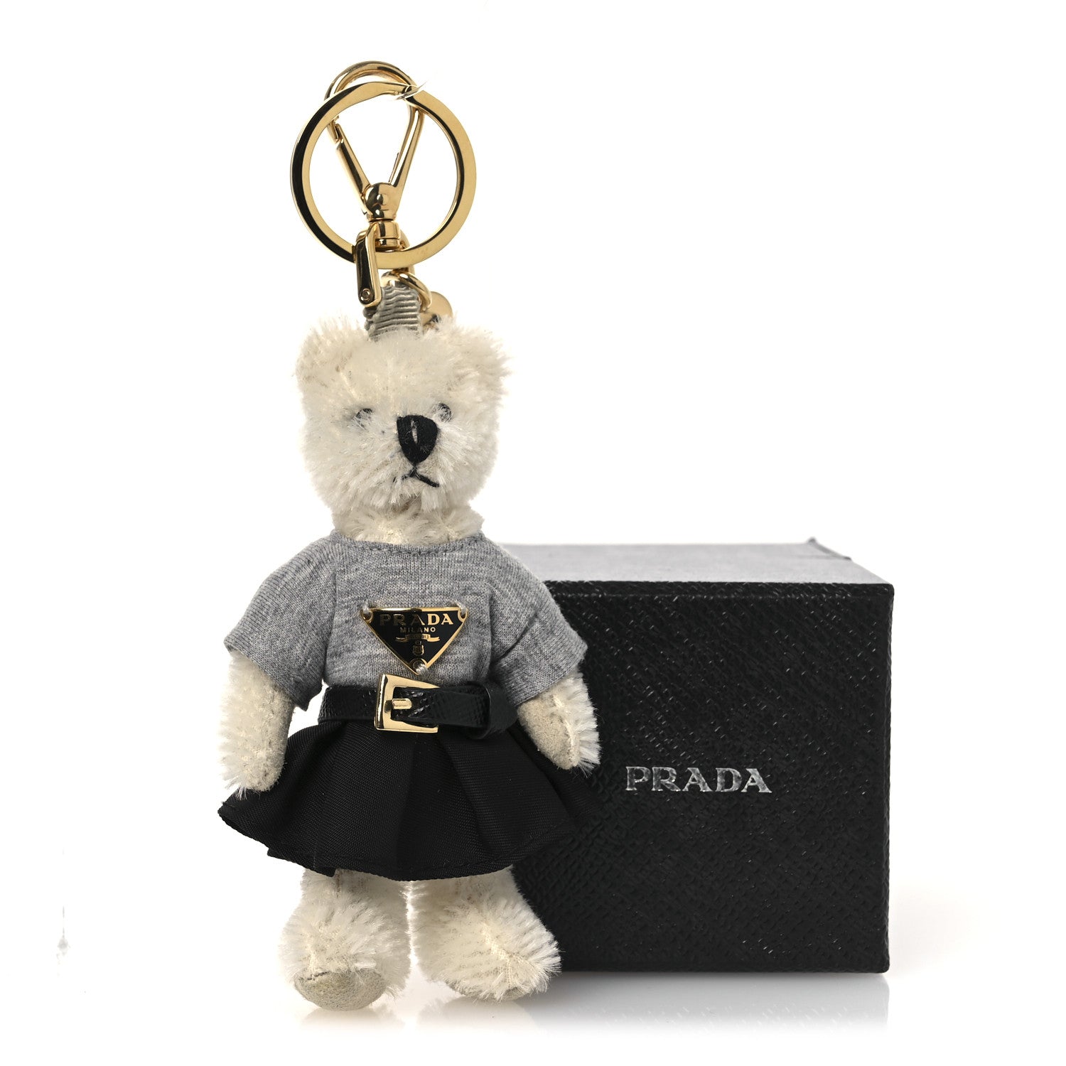 Prada Mohair Teddy Bear Keychain Charm White 4 of 4