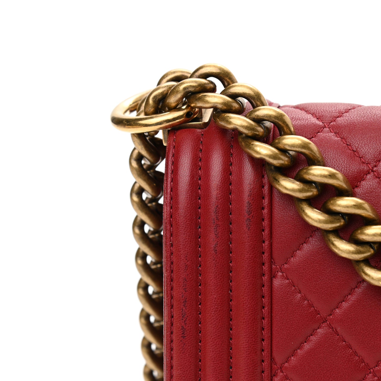 Calfskin Quilted Medium Boy Flap Red