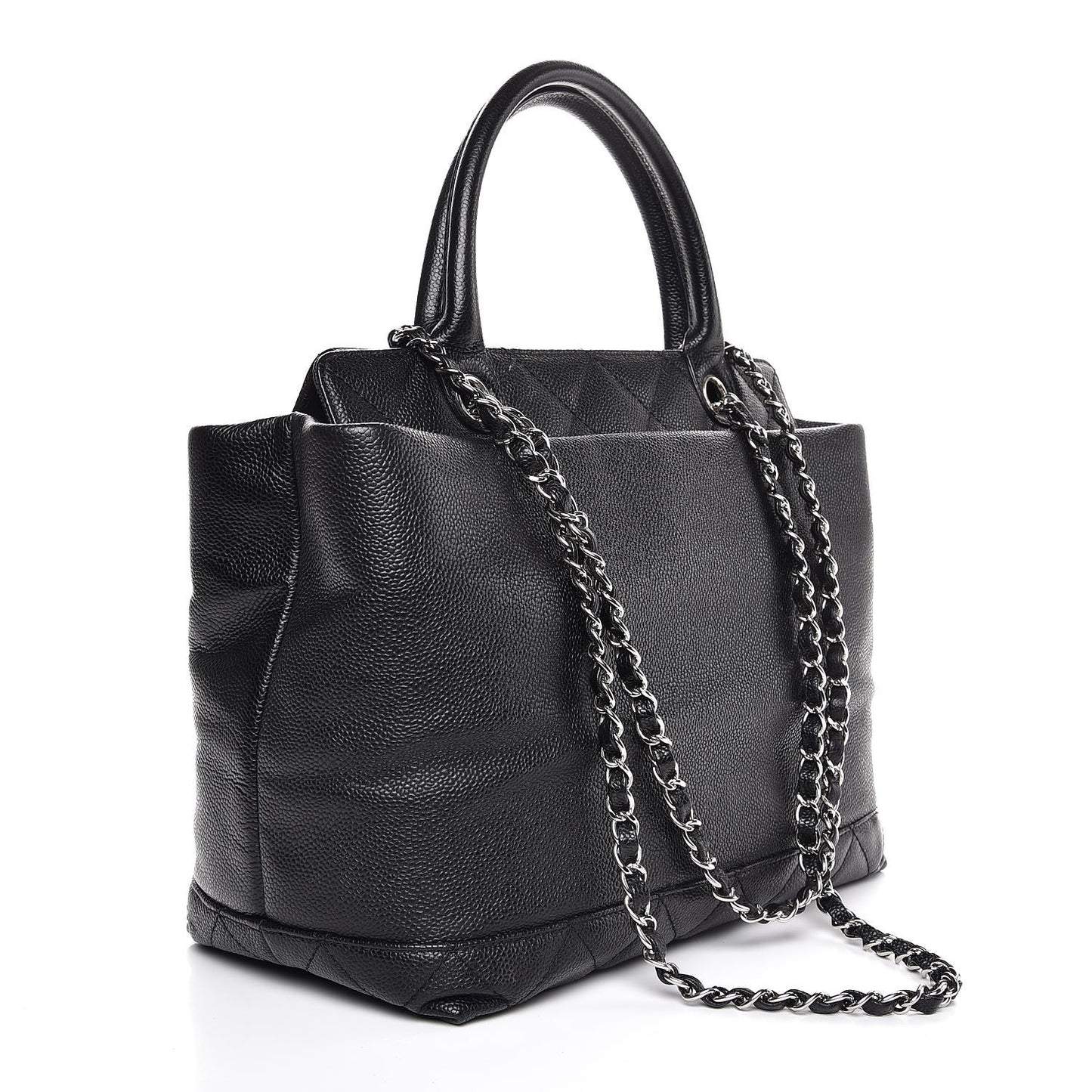 Soft Caviar CC Medium Top Handle Tote Black
