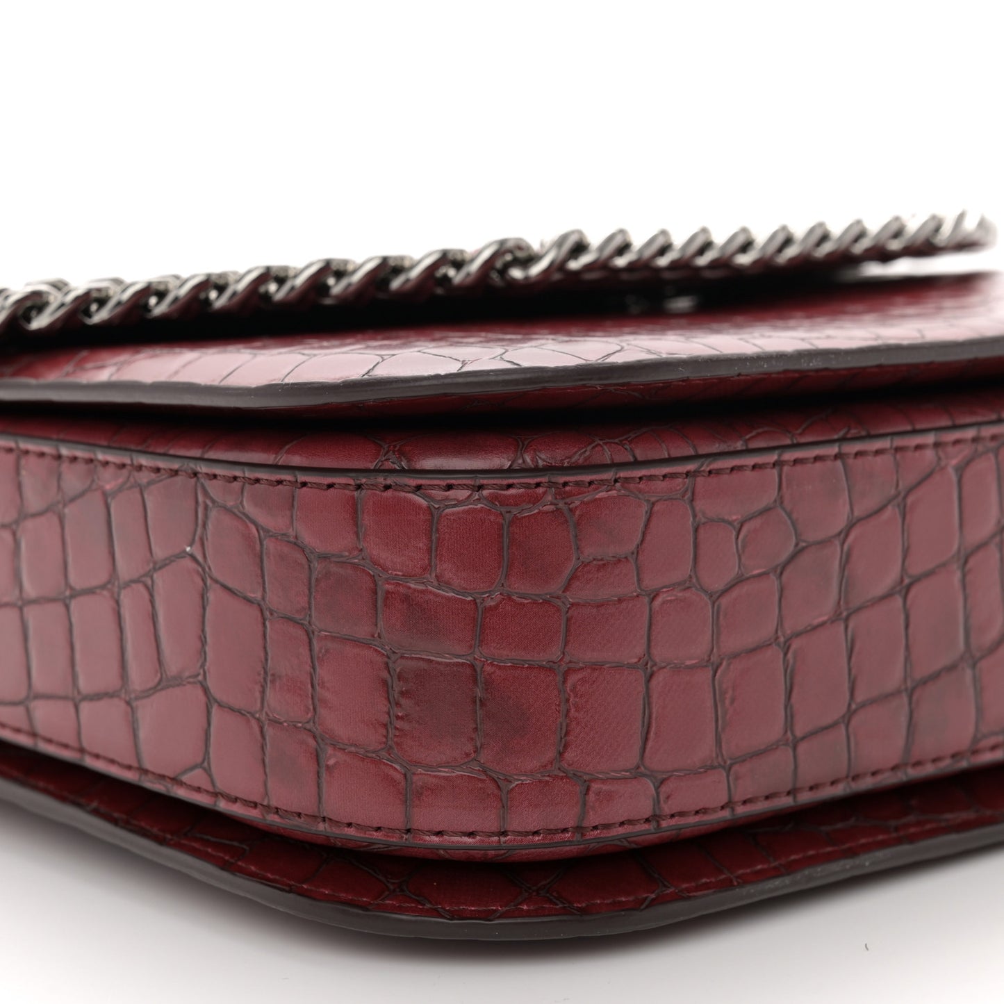 Embossed Crocodile Effect Medium Falabella Box Shoulder Bag Red