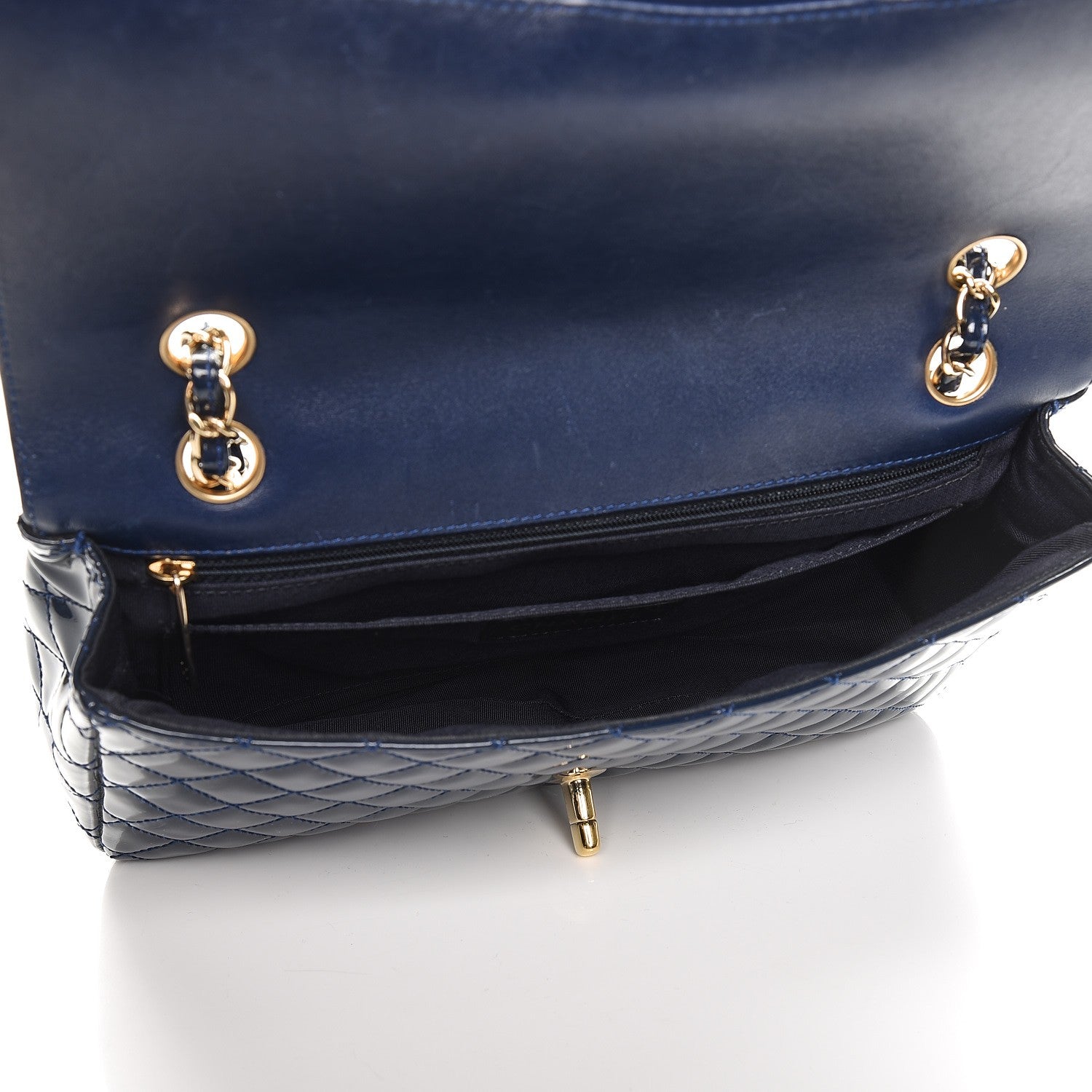 Chanel Patent Calfskin Quilted Valentine Charms Medium Single Flap Navy 5 of 8