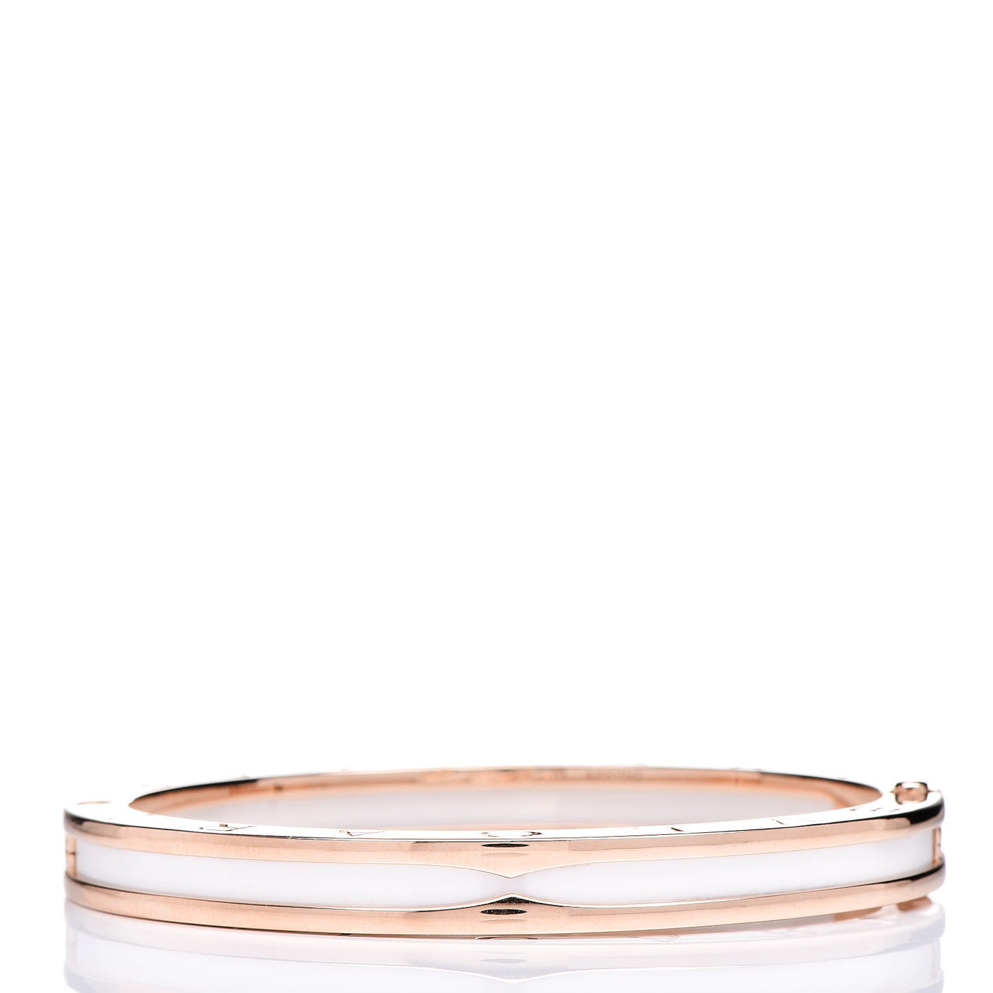 18K Rose Gold White Ceramic B.Zero1 Bangle Bracelet M