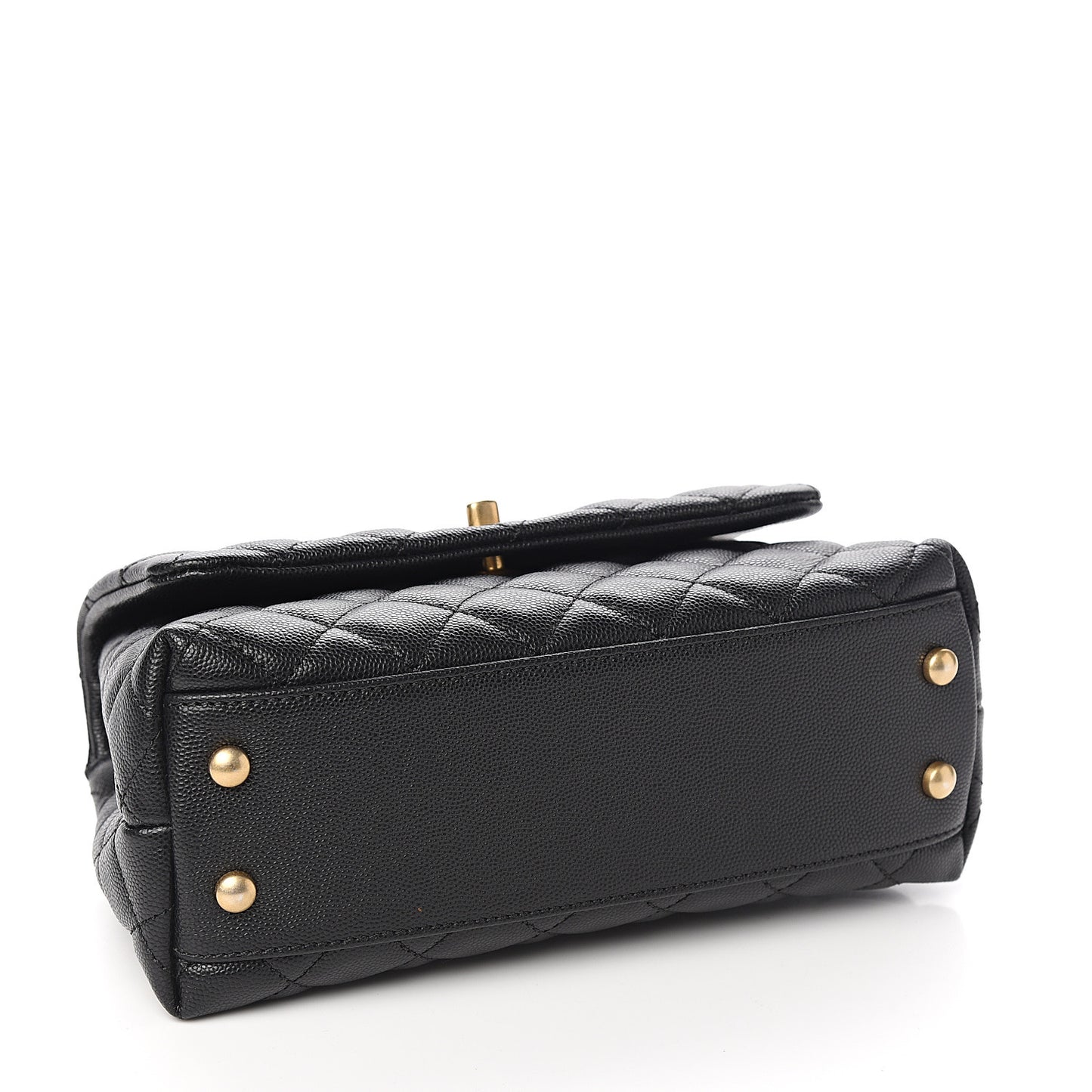 Caviar Lizard Embossed Quilted Mini Coco Handle Flap Black