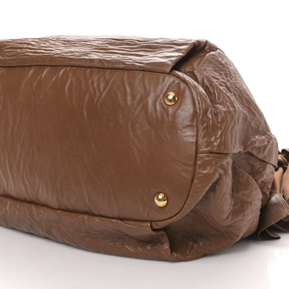 Prada Nappa Antique Bow Tote Brown 8 of 8