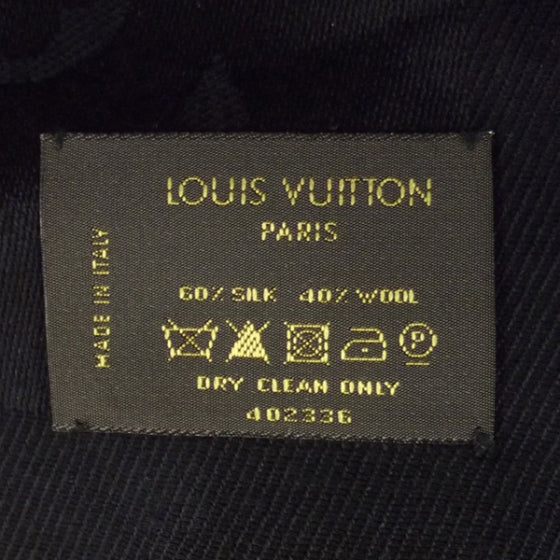 Louis Vuitton Silk Wool Monogram Shawl Black 6 of 6
