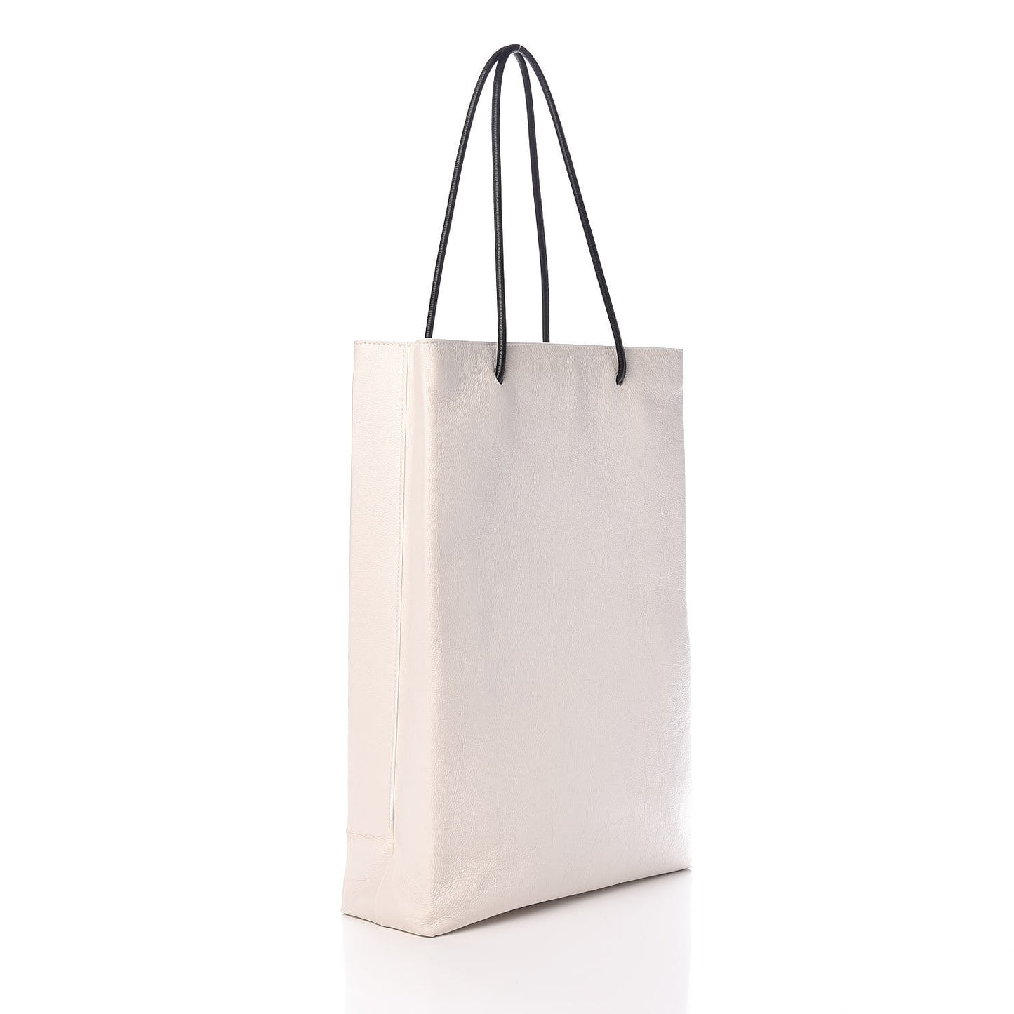 Calfskin Medium Logo North South Shopping Tote White