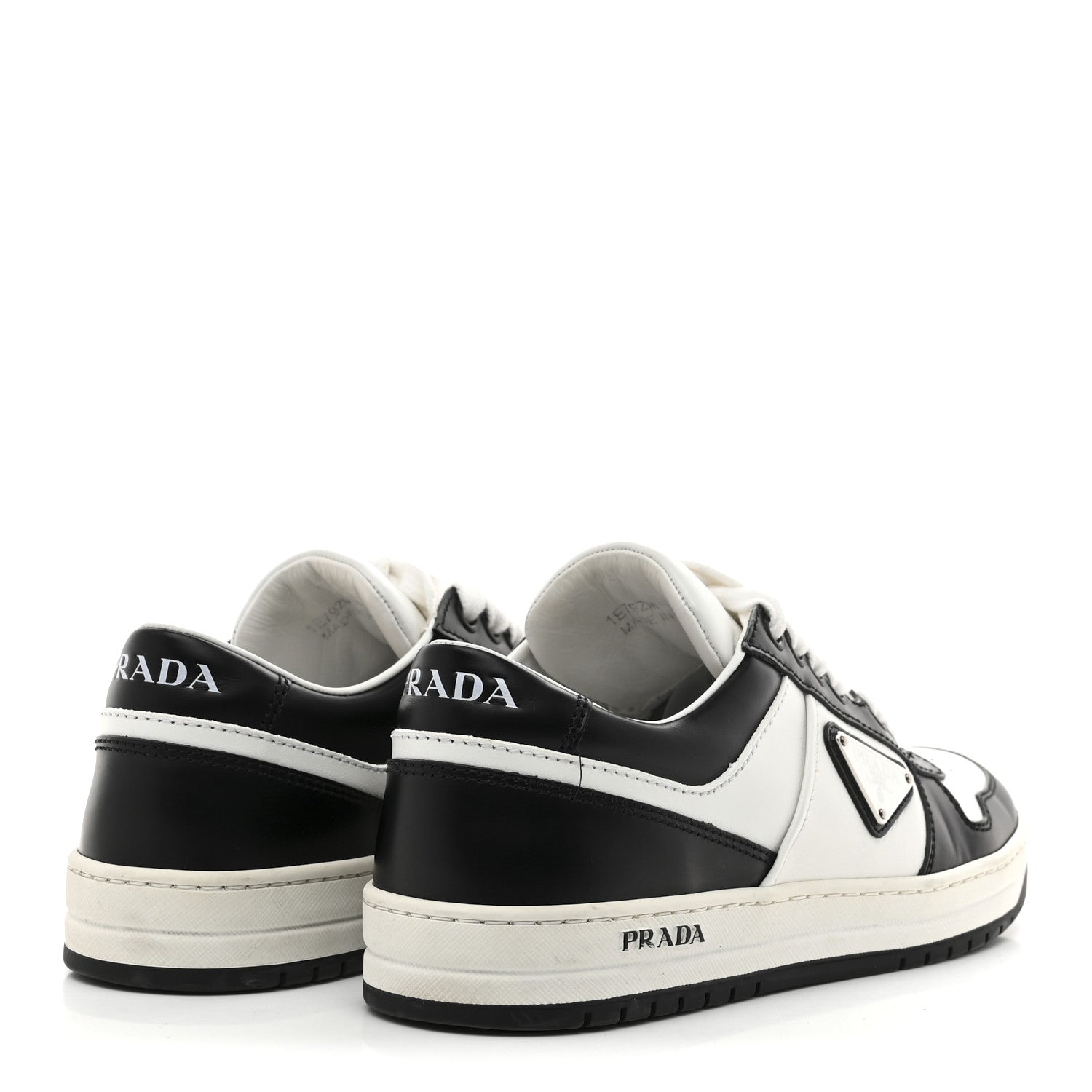 Prada Vitello Sport Spazzolato Rois Triangle Logo Womens Downtown Low Top 30mm Sneakers 38 White Black 5 of 9