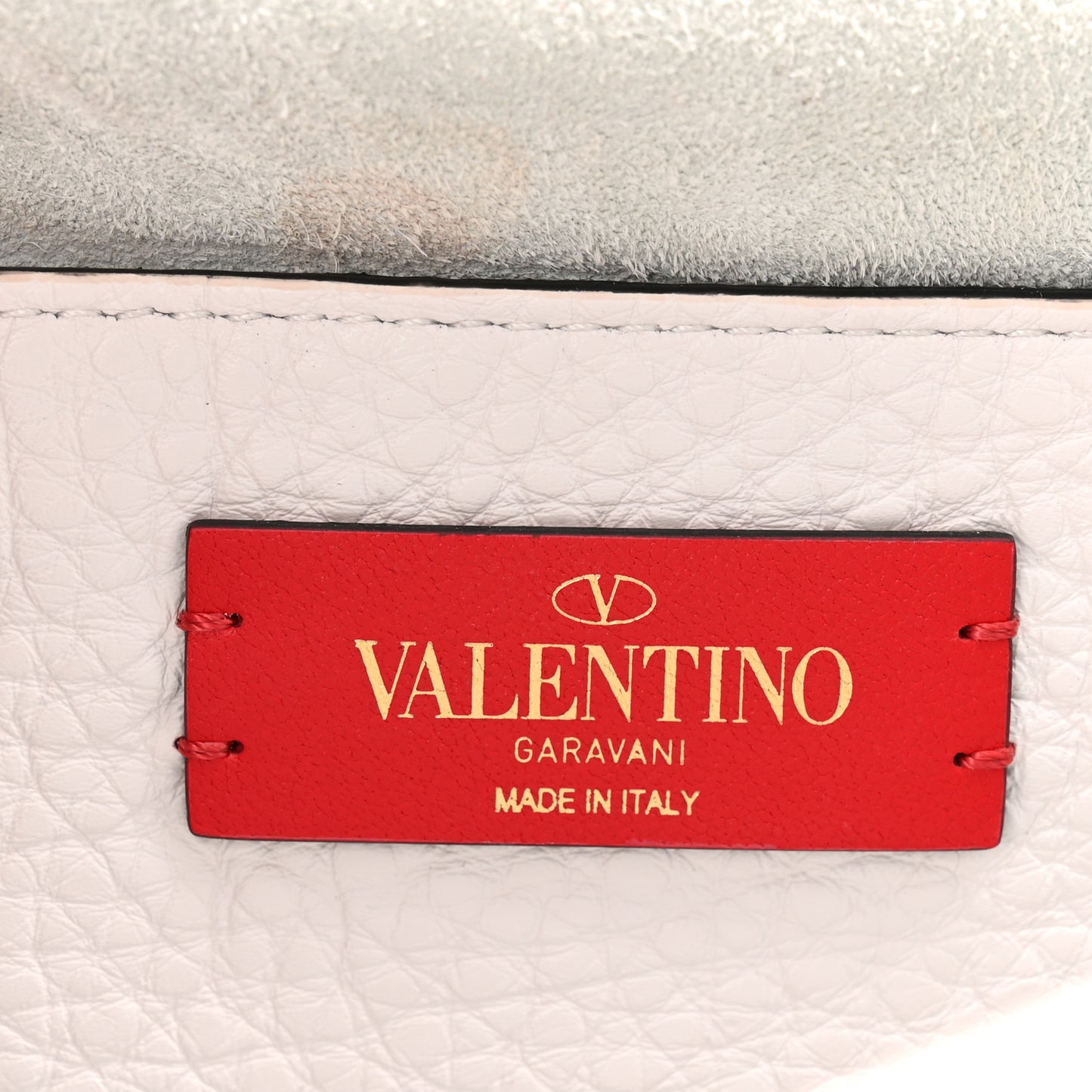 Grainy Calfskin Rockstud Double Flap Crossbody Bag Ivory