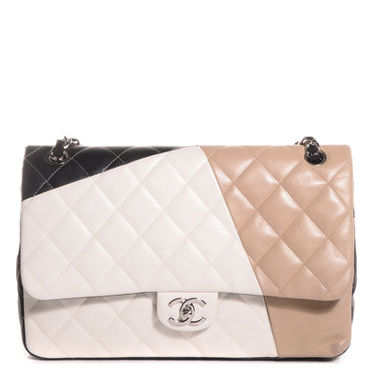 Chanel Lambskin Quilted Colorblock Jumbo Double Flap 1 of 8
