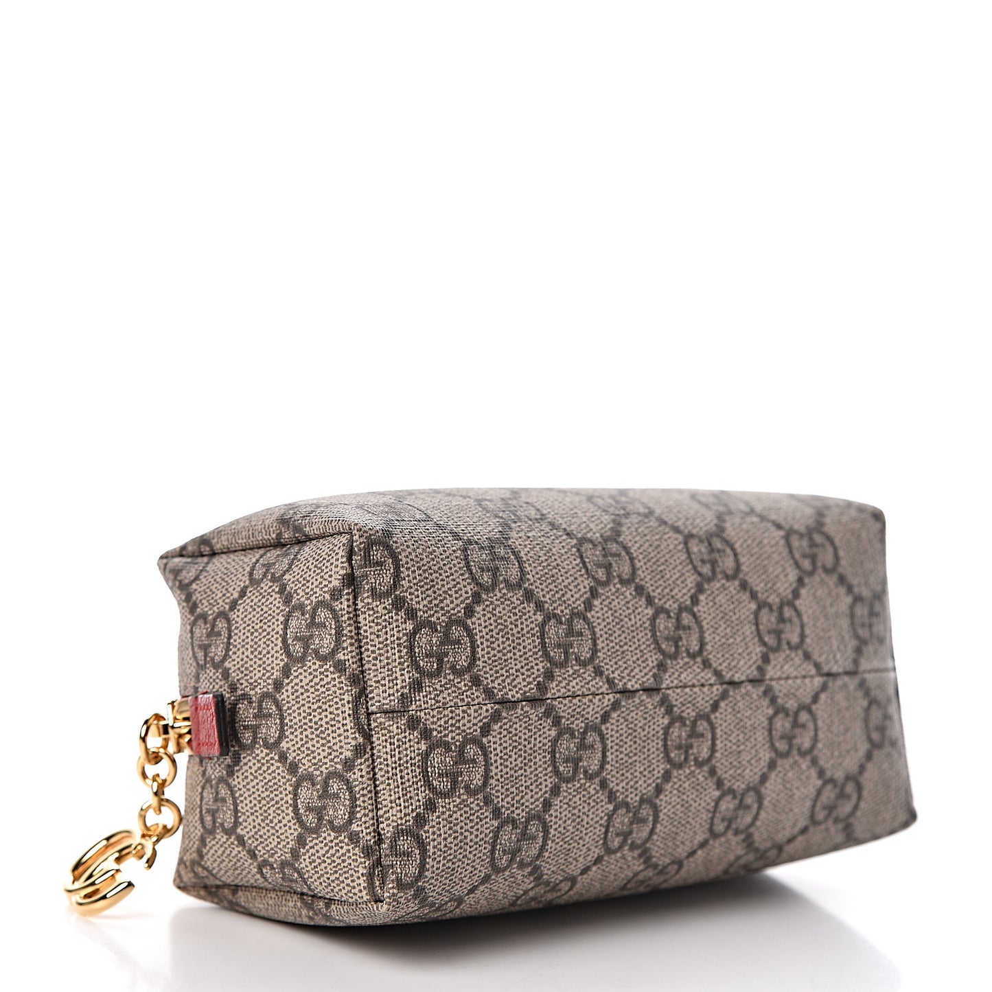 Soft GG Supreme Monogram Calfskin Small Ophidia Cosmetic Case Beige Ebony Hibiscus Red