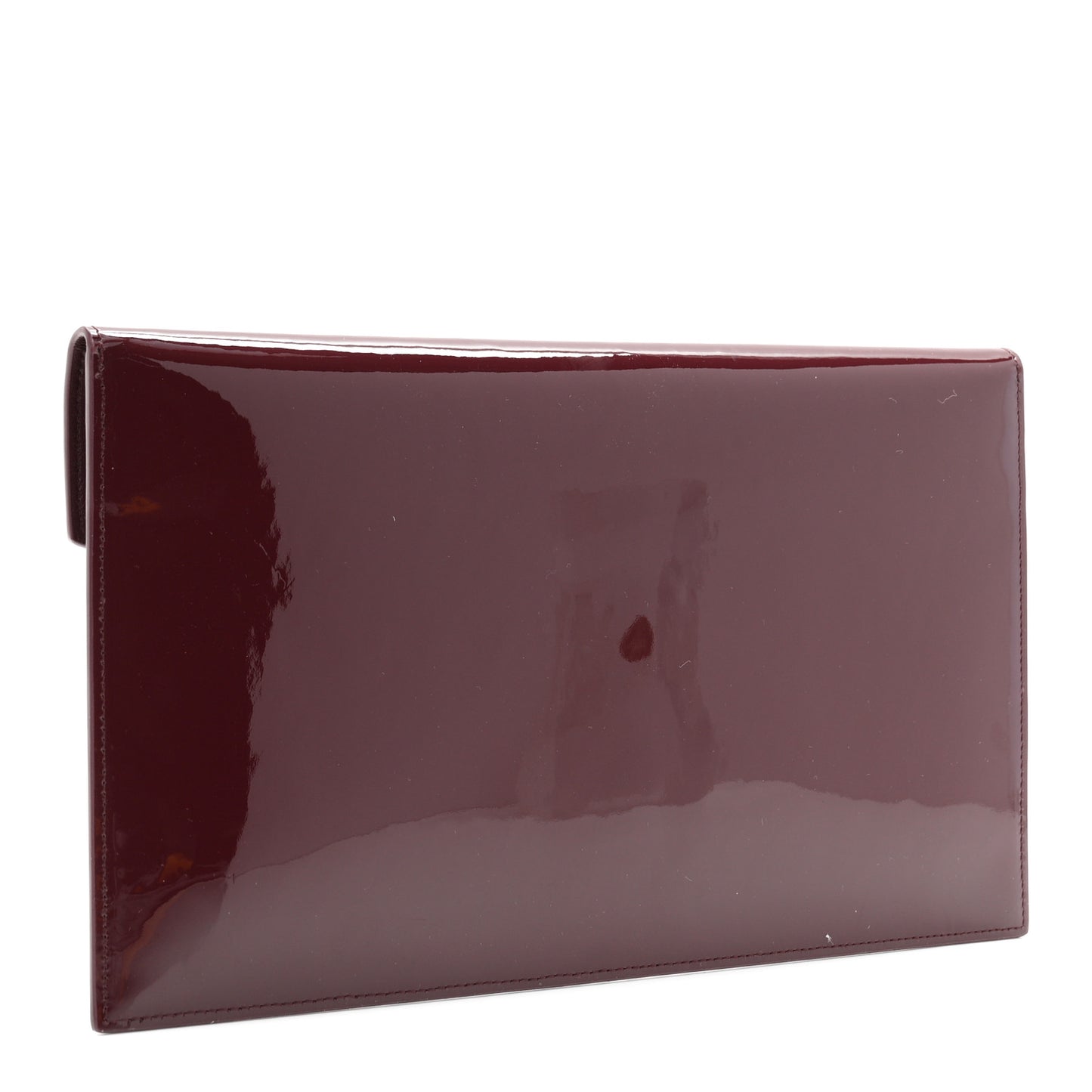 Patent Calfskin Monogram Uptown Clutch Dark Red Wine