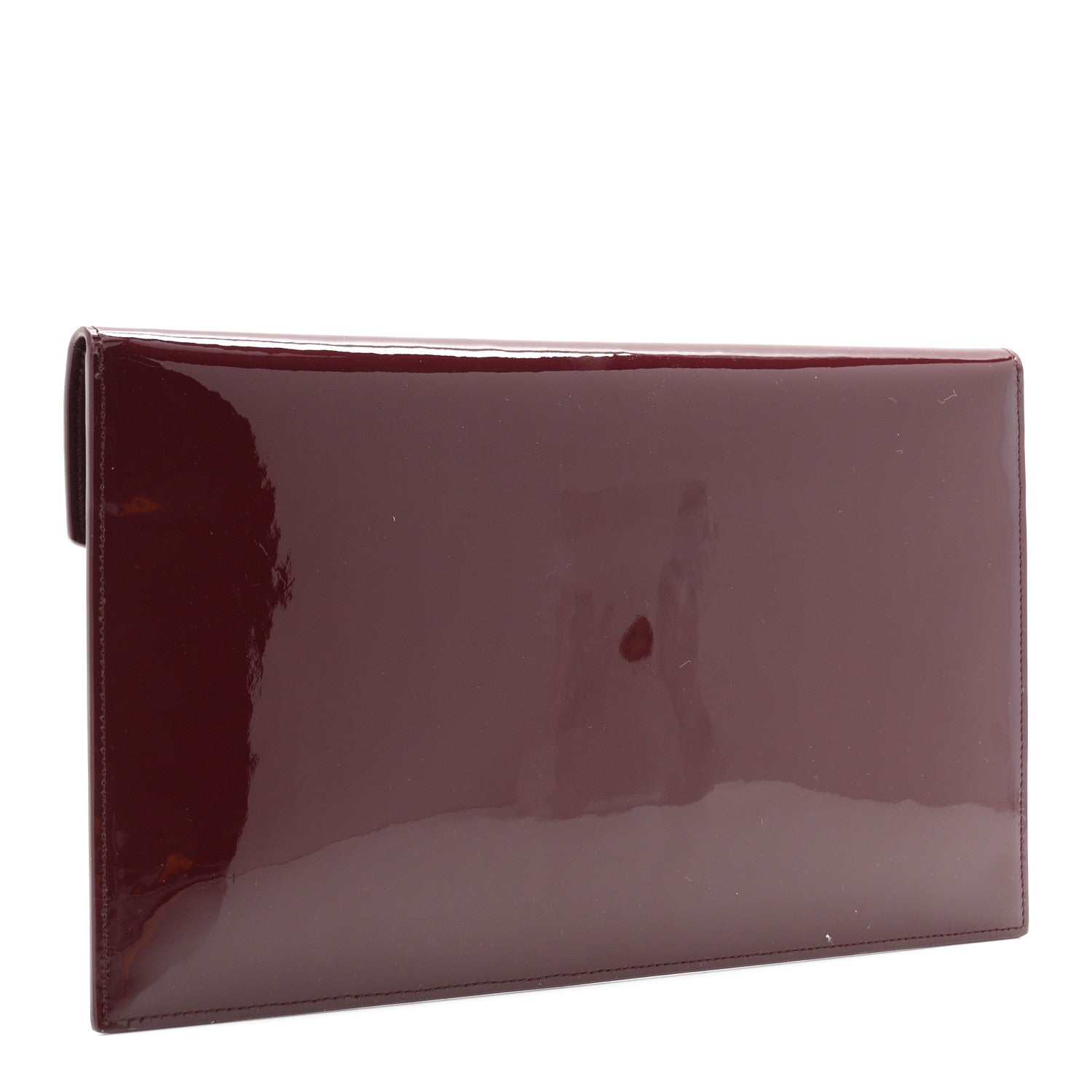 Saint Laurent Patent Calfskin Monogram Uptown Clutch Dark Red Wine 3 of 7