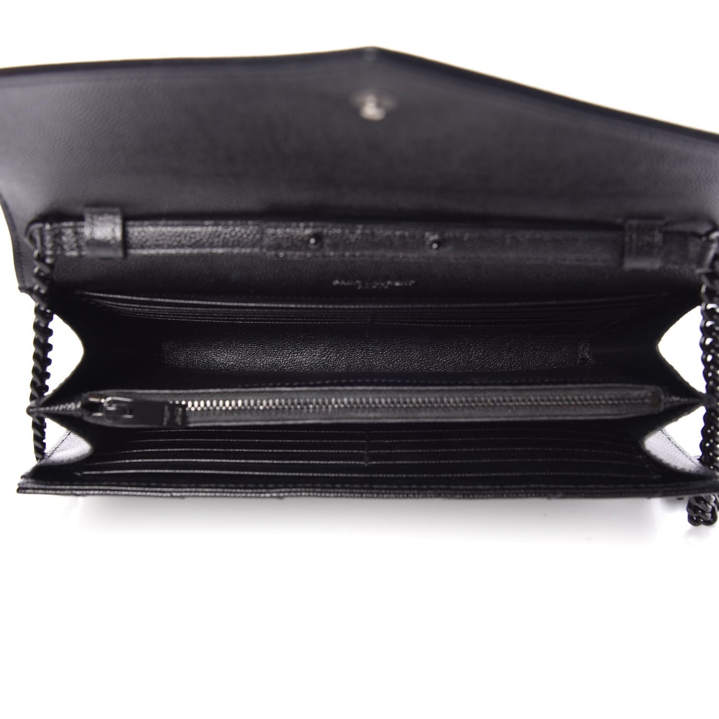 Grain De Poudre Matelasse Chevron Monogram Chain Wallet Black