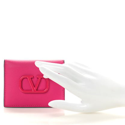Valentino Garavani Grainy Calfskin Compact Vlogo Wallet Pink 2 of 7