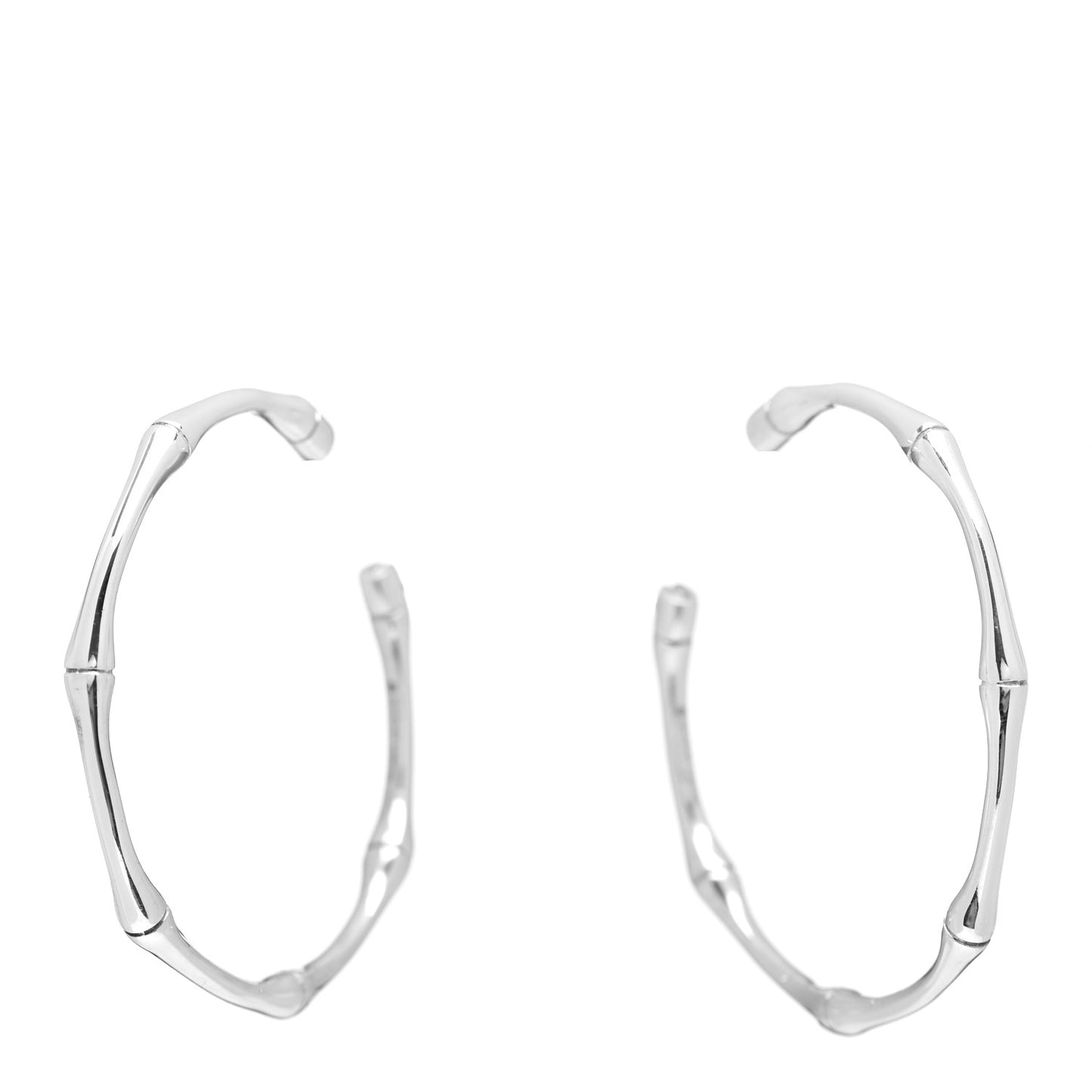 Sterling Silver Bamboo Hoop Earrings