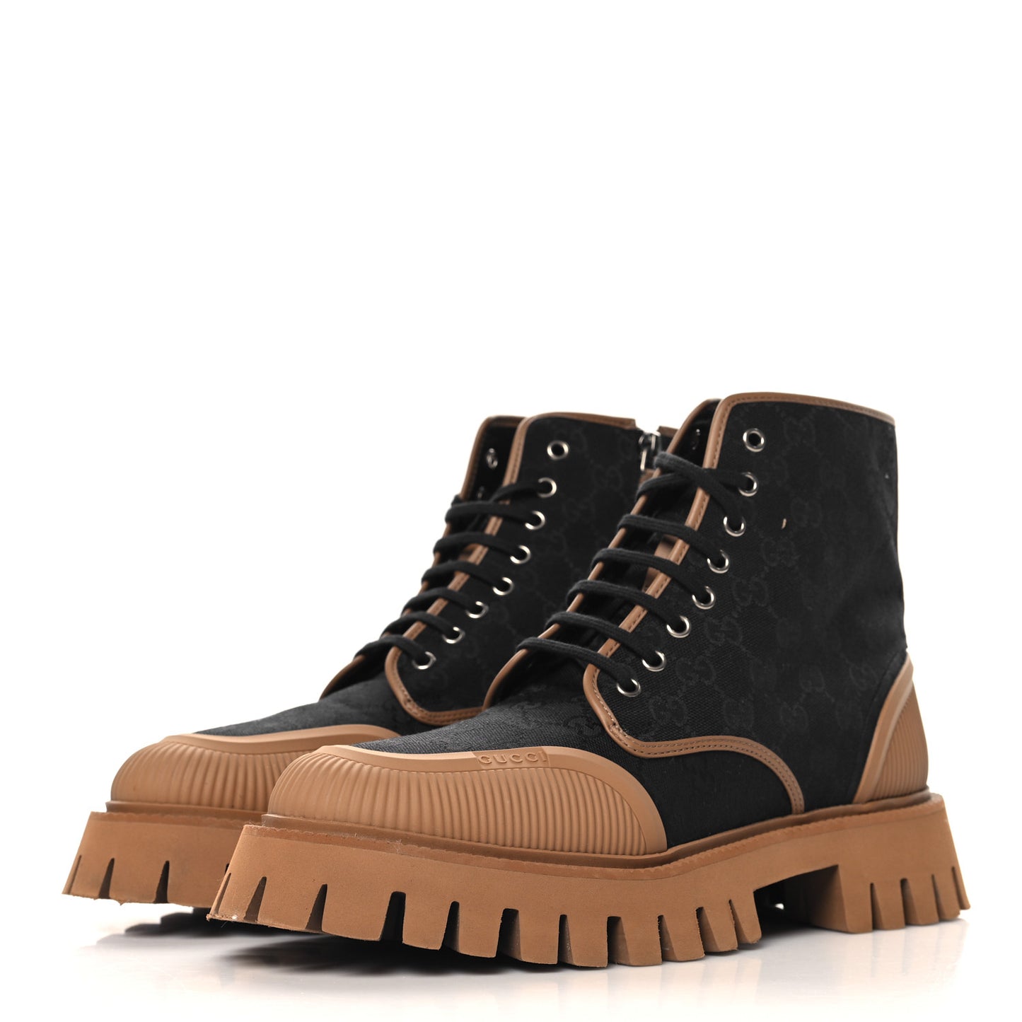 Monogram Miro Soft Calfskin Mens Lace Up Combat Boots 9.5 Black Koi Beige