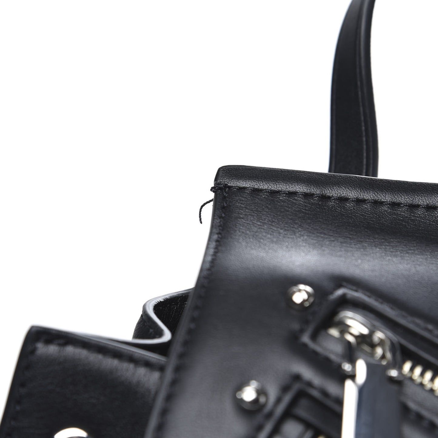 Lambskin Mid Zip Backpack Black