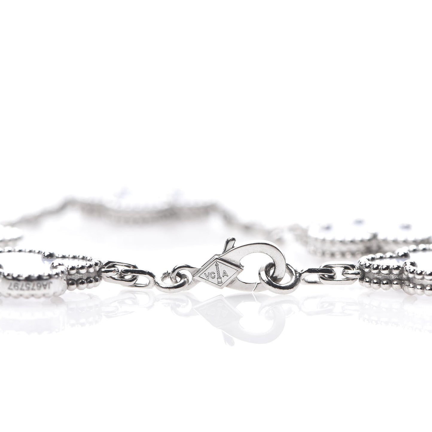 18K White Gold Chalcedony 5 Motifs Vintage Alhambra Bracelet