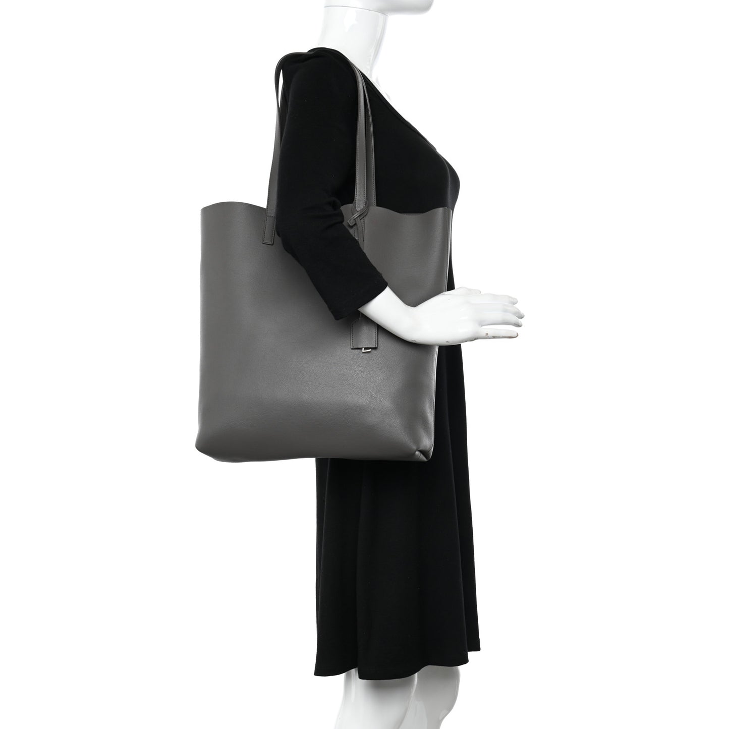 Calfskin Medium Shopping Tote Fog