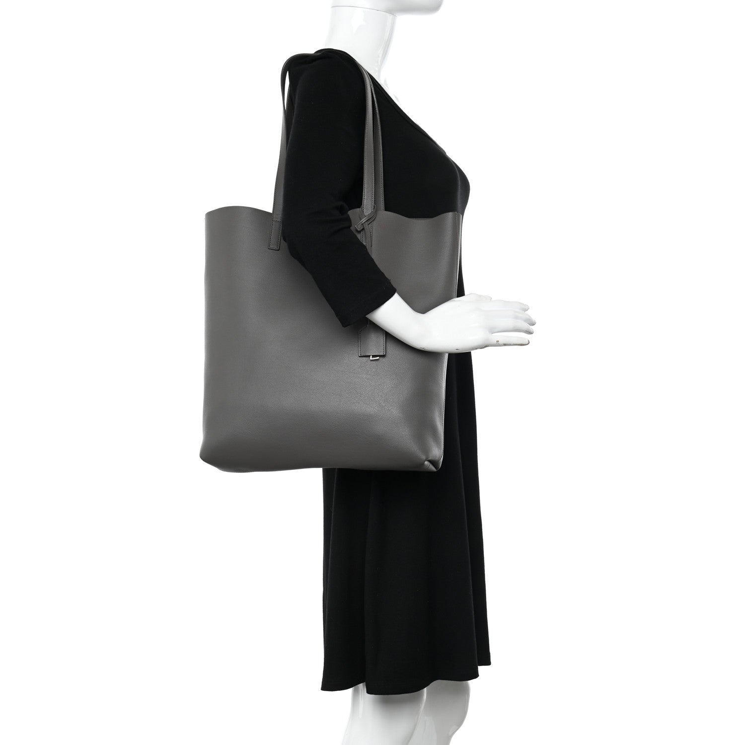 Saint Laurent Calfskin Medium Shopping Tote Fog 2 of 10