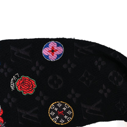 Louis Vuitton Wool Silk Stories Logomania Scarf Black 5 of 5