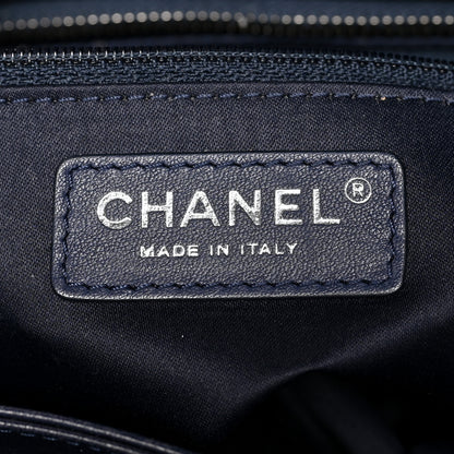 Chanel Patent Quilted Accordion Shopping Tote Navy 7 of 11