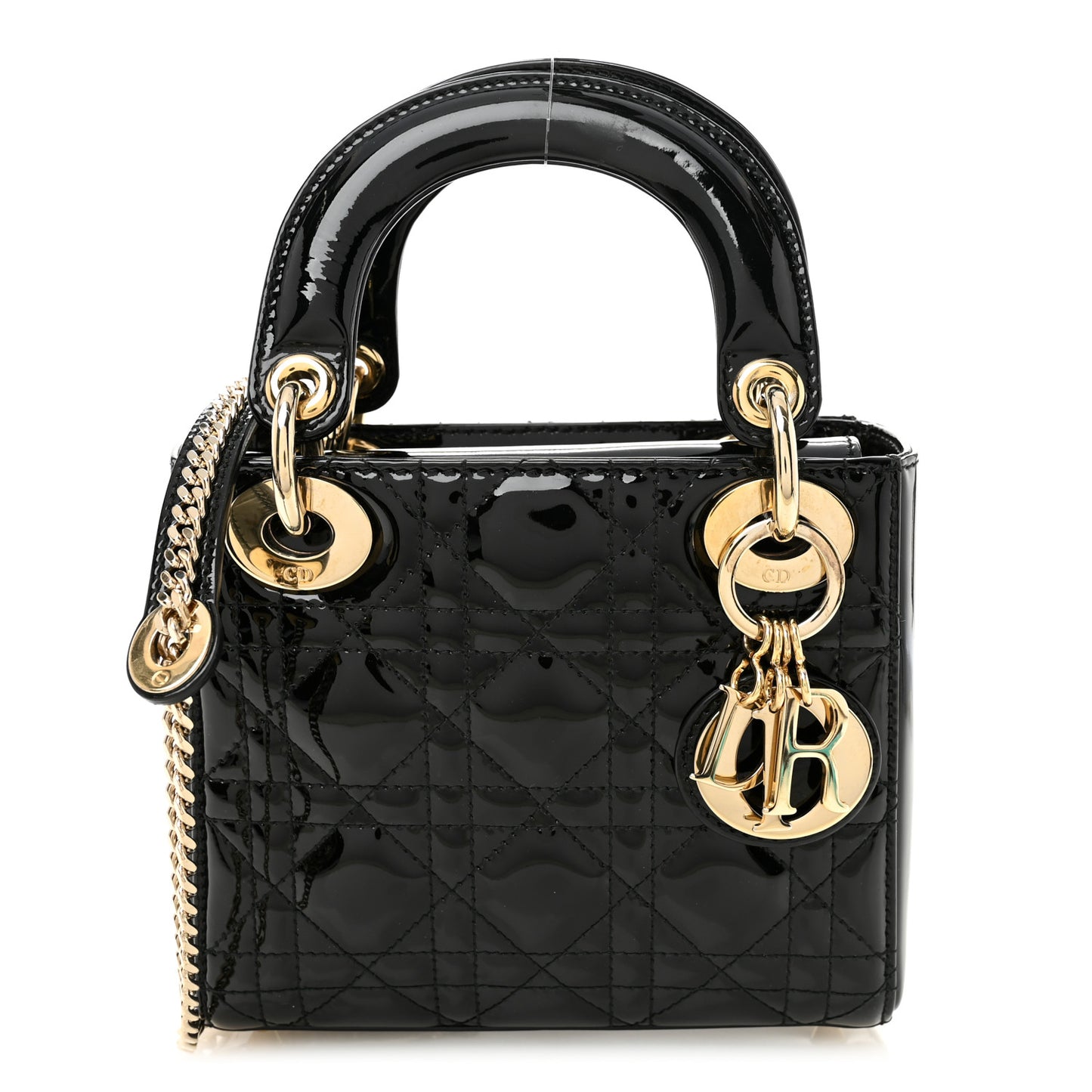 Patent Cannage Mini Lady Dior Black