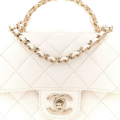 Chanel Lambskin Quilted Mini Crystal Top Handle Rectangular Flap White 8 of 10